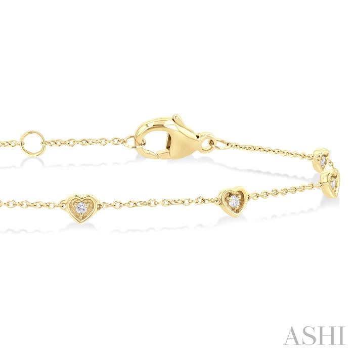 Heart Shape Bezel Set Petite Diamond Chain Bracelet