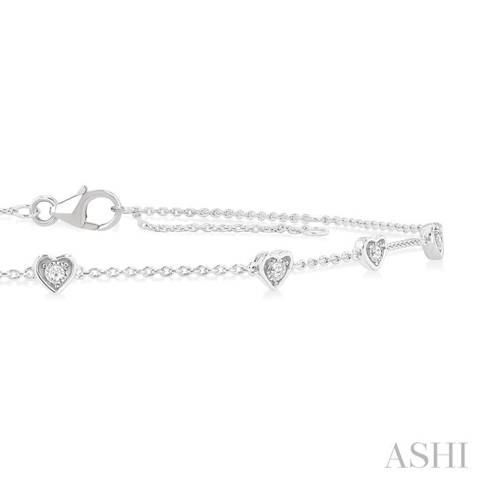 Heart Shape Bezel Set Diamond Station Chain Anklet