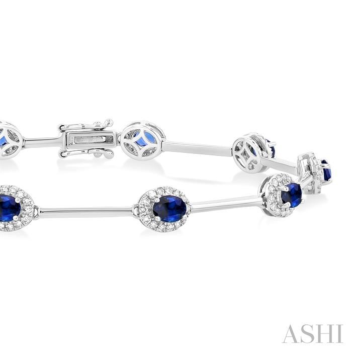 OVAL SHAPE GEMSTONE HALO DIAMOND BRACELET