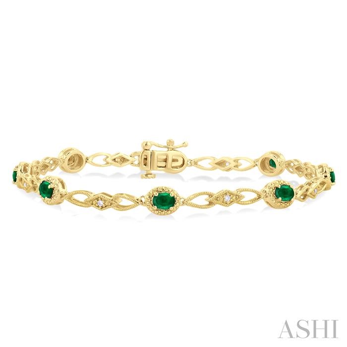 OVAL SHAPE GEMSTONE & DIAMOND FASHION BRACELET