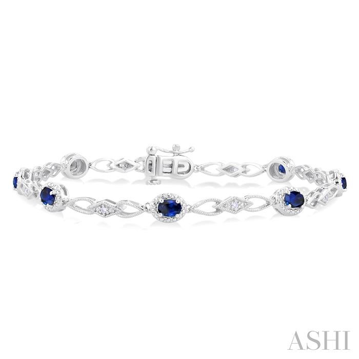 OVAL SHAPE GEMSTONE & DIAMOND FASHION BRACELET