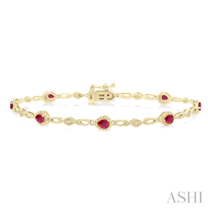 PEAR SHAPE GEMSTONE & DIAMOND FASHION BRACELET