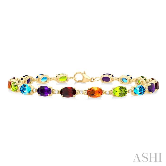 Oval Shape Gemstone & Diamond Bracelet