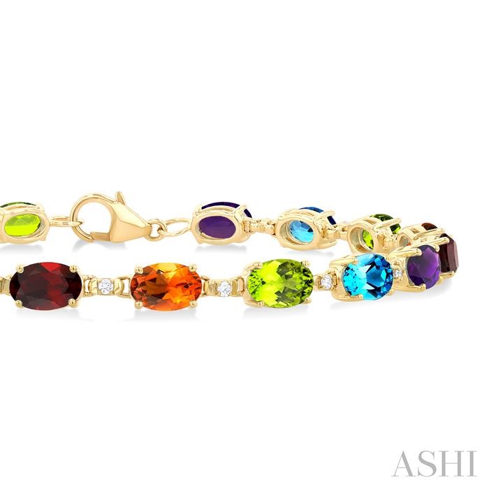 Oval Shape Gemstone & Diamond Bracelet