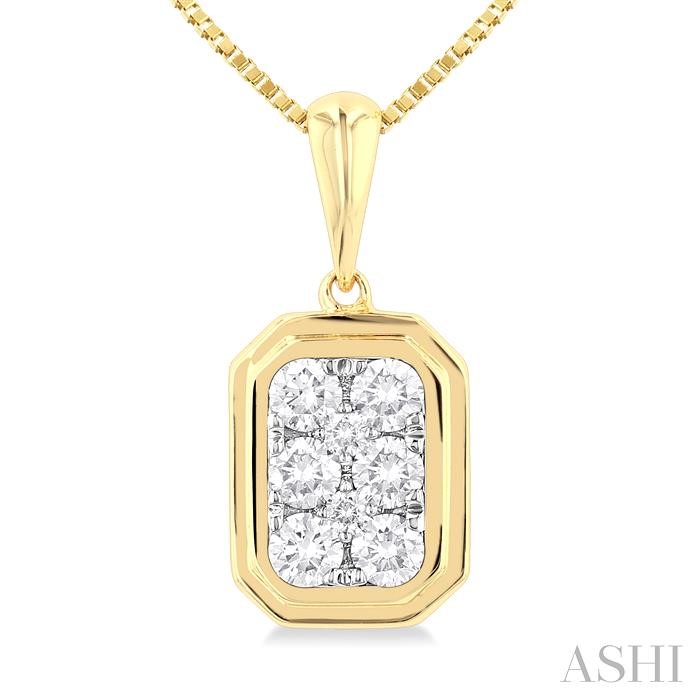 Emerald Shape Bezel Set Lovebright Diamond Fashion Pendant