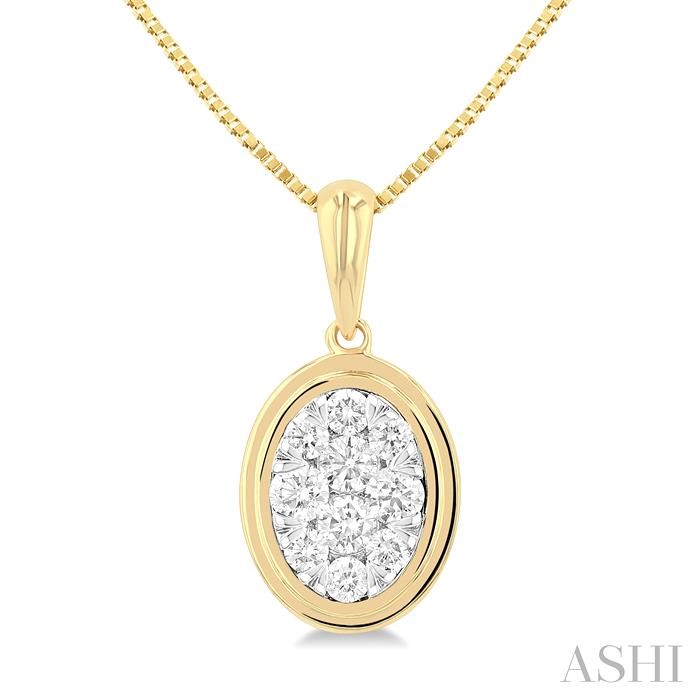 Oval Shape Bezel Set Lovebright Diamond Fashion Pendant