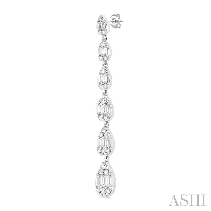 PEAR SHAPE FUSION DIAMOND LONG EARRINGS