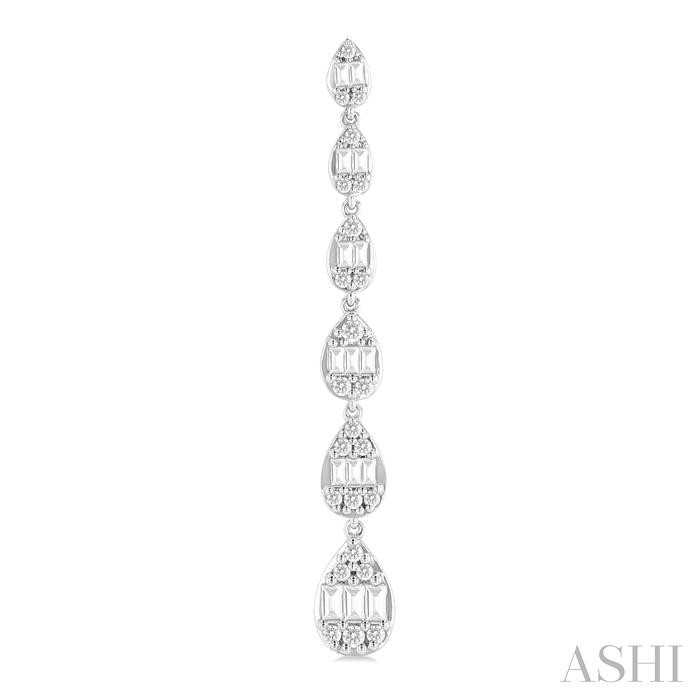 PEAR SHAPE FUSION DIAMOND LONG EARRINGS