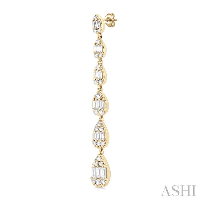 PEAR SHAPE FUSION DIAMOND LONG EARRINGS