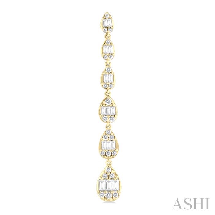 PEAR SHAPE FUSION DIAMOND LONG EARRINGS