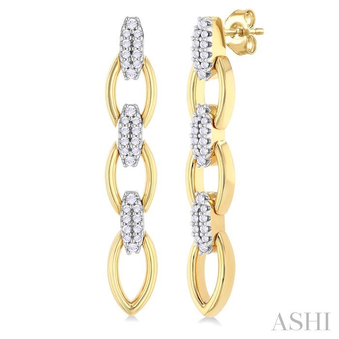 OPEN LINK DIAMOND FASHION HOOP EARRINGS